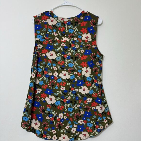 CAbi Women’s Chiffon Sleeveless Blouse Size M Semi-Sheer Floral Print Style 3981 - Picture 4 of 8